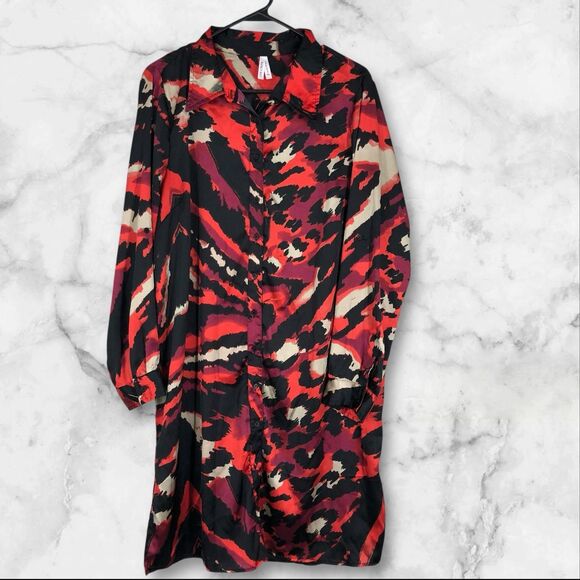 Live 4 Truth Animal Print Button-Down Shirt Dress, Nightshirt, Dopamine SZ 1X - Picture 6 of 8